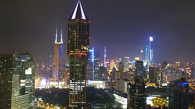 4K上海人民广场夜景抬升航拍视频的预览图