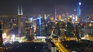 4K上海陆家嘴城市夜景航拍视频的预览图
