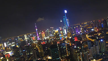 4K上海陆家嘴城市夜景倾斜航拍视频的预览图