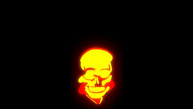 卡通恐怖头骨骷髅火焰燃烧动画透明通道视频的预览图
