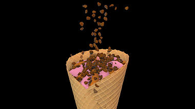三维巧克力甜筒雪糕展示动画透明通道视频的预览图