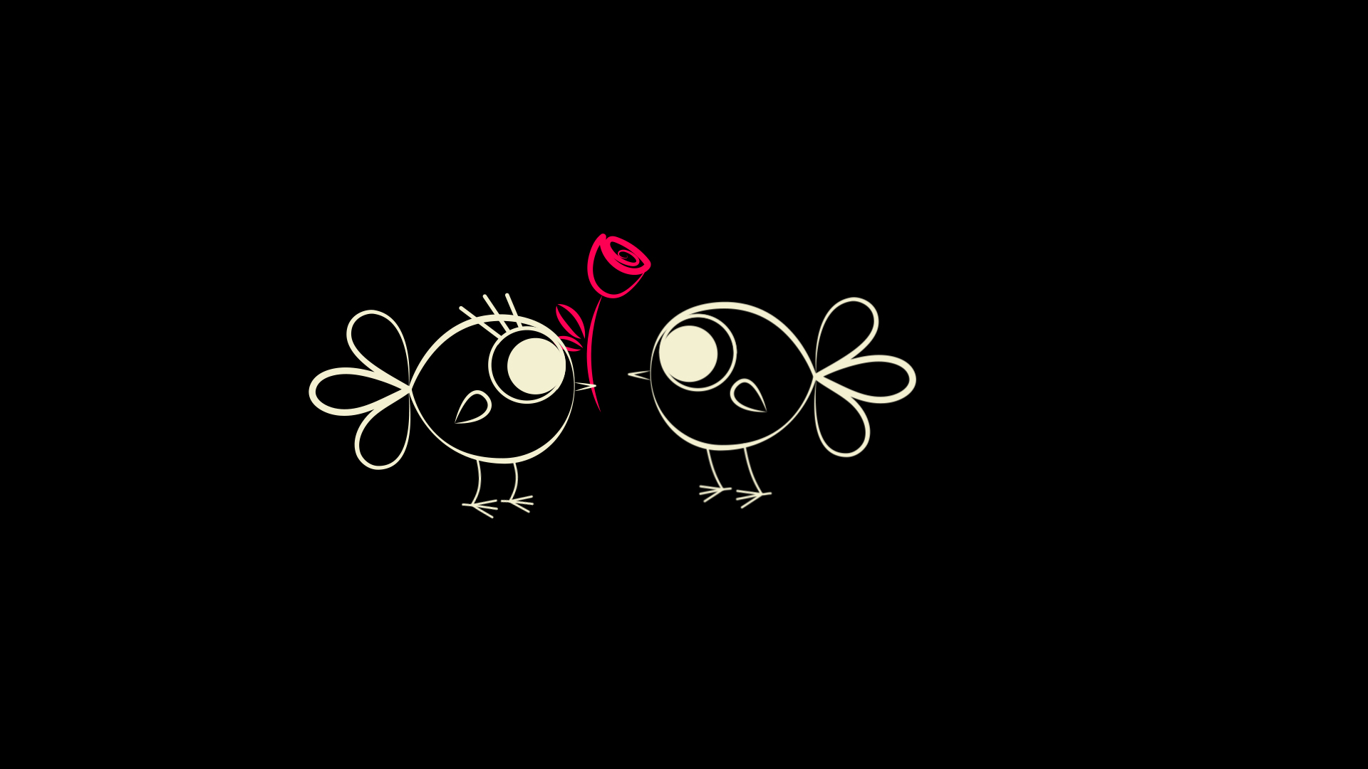 可爱卡通线条小鸟示爱表白送花动画视频的预览图