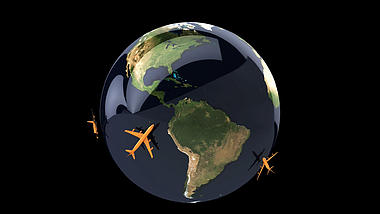 三维地球旋转飞机运输联网透明通道视频素材视频的预览图