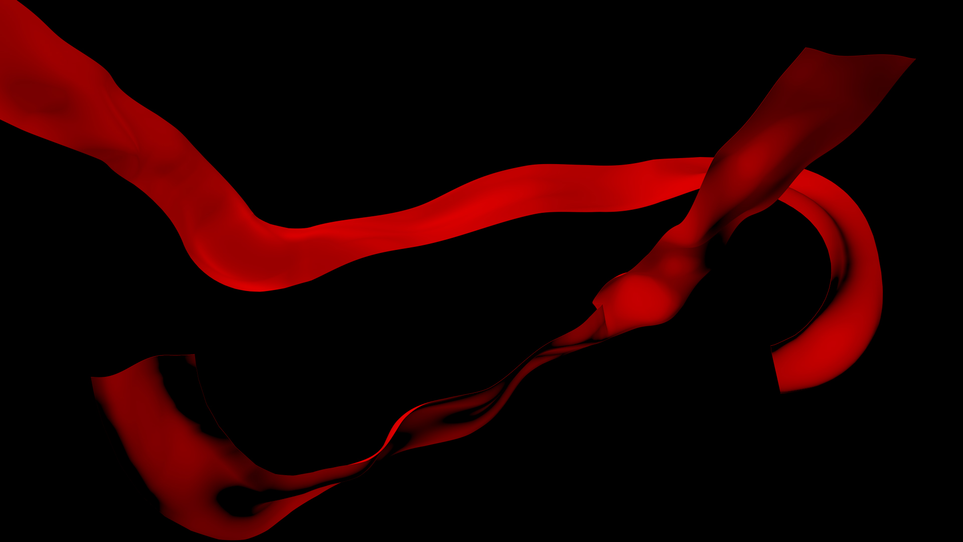 两条红丝带丝绸交错飘过透明通道视频的预览图