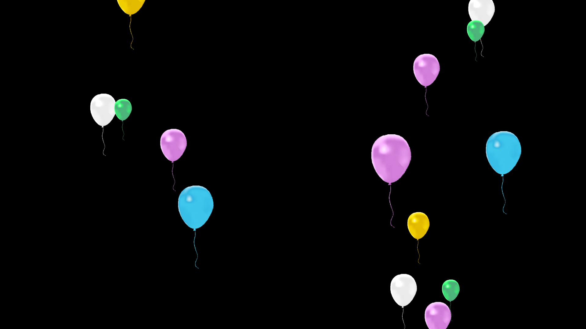 六一儿童节彩色气球上升动画透明通道视频的预览图