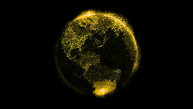 黄色粒子旋转地球ae模板视频的预览图