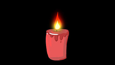 卡通红色蜡烛燃烧动画透明通道视频的预览图