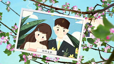 清新唯美花朵开放结婚相册婚礼开场视频的预览图