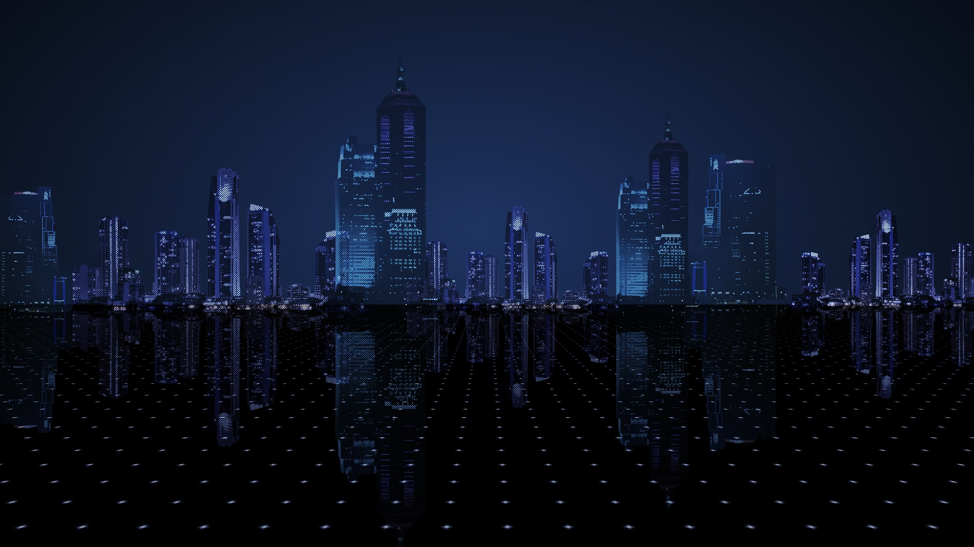 后期蓝色科技城市慢镜头推进科技动态背景视频的预览图
