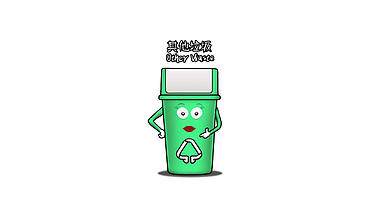 卡通人物垃圾桶垃圾分类其它垃圾动画视频的预览图
