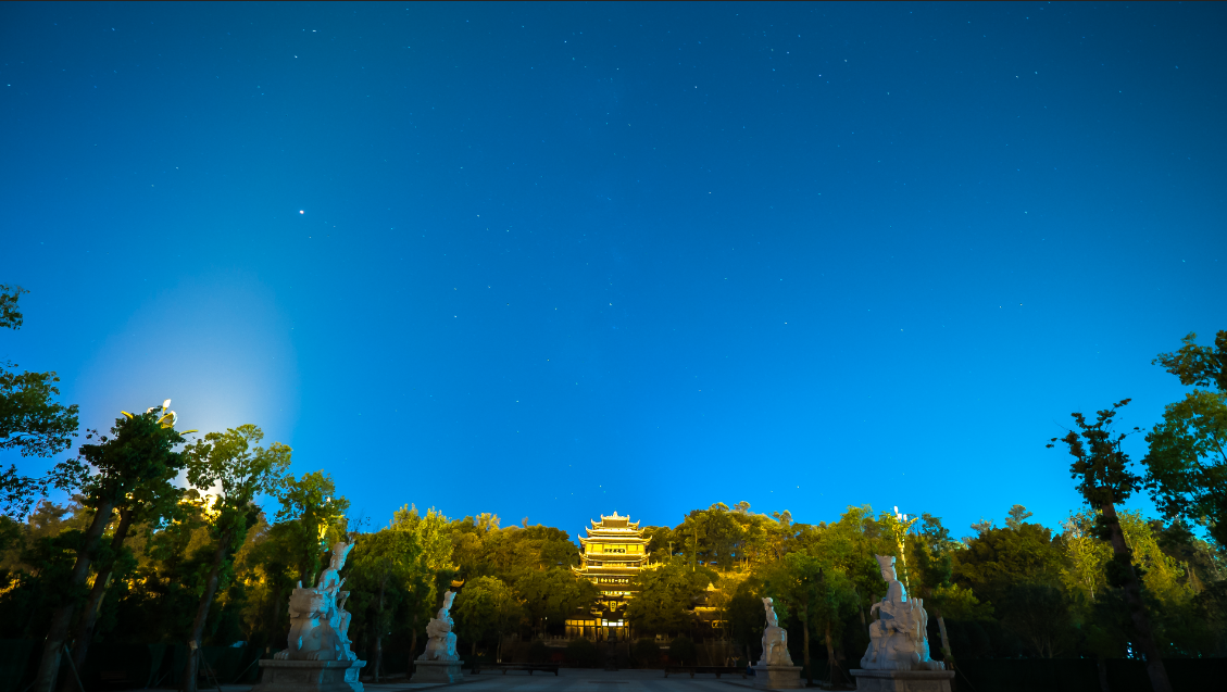 大气星空夜景寺庙延时视频的预览图