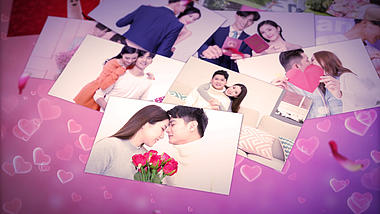 浪漫花瓣七夕情人节相册AE模板视频的预览图