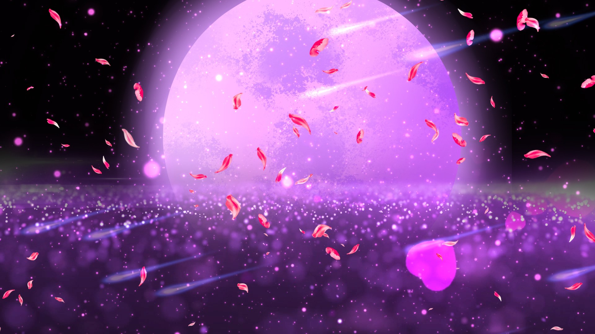 浪漫紫色月亮情人节背景ae模板视频的预览图