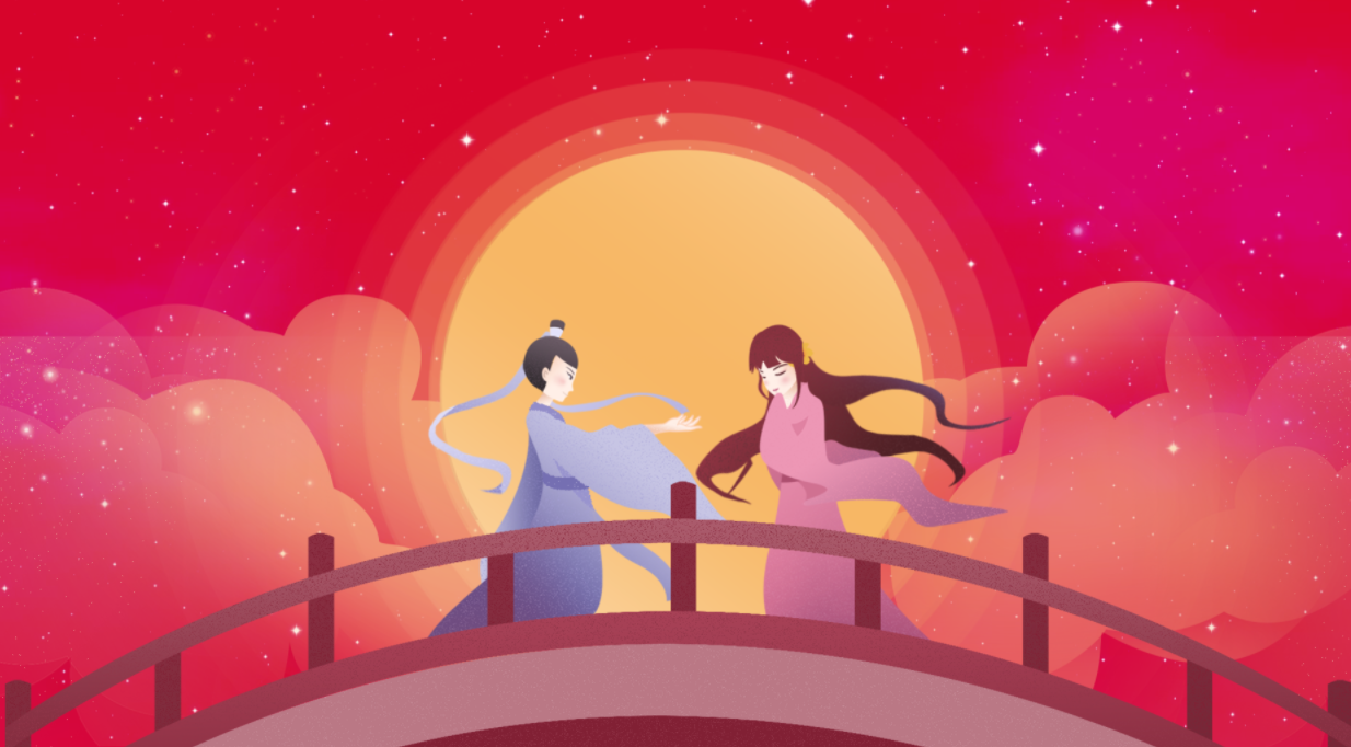 红色古风简约浪漫七夕情人节视频的预览图