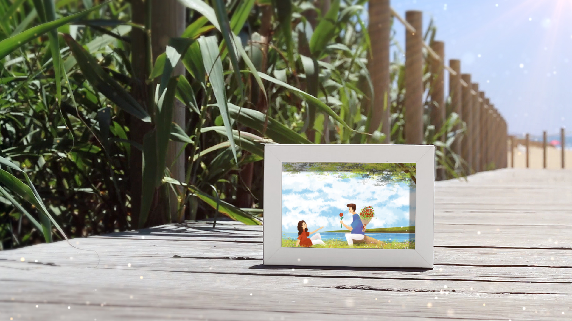 夏日海边木板相框相册展示片头视频的预览图