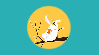 抱着月饼睡觉的兔子ae模板视频的预览图