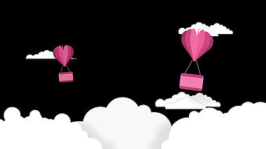 卡通云朵气球爱情浪漫装饰动画透明通道视频的预览图