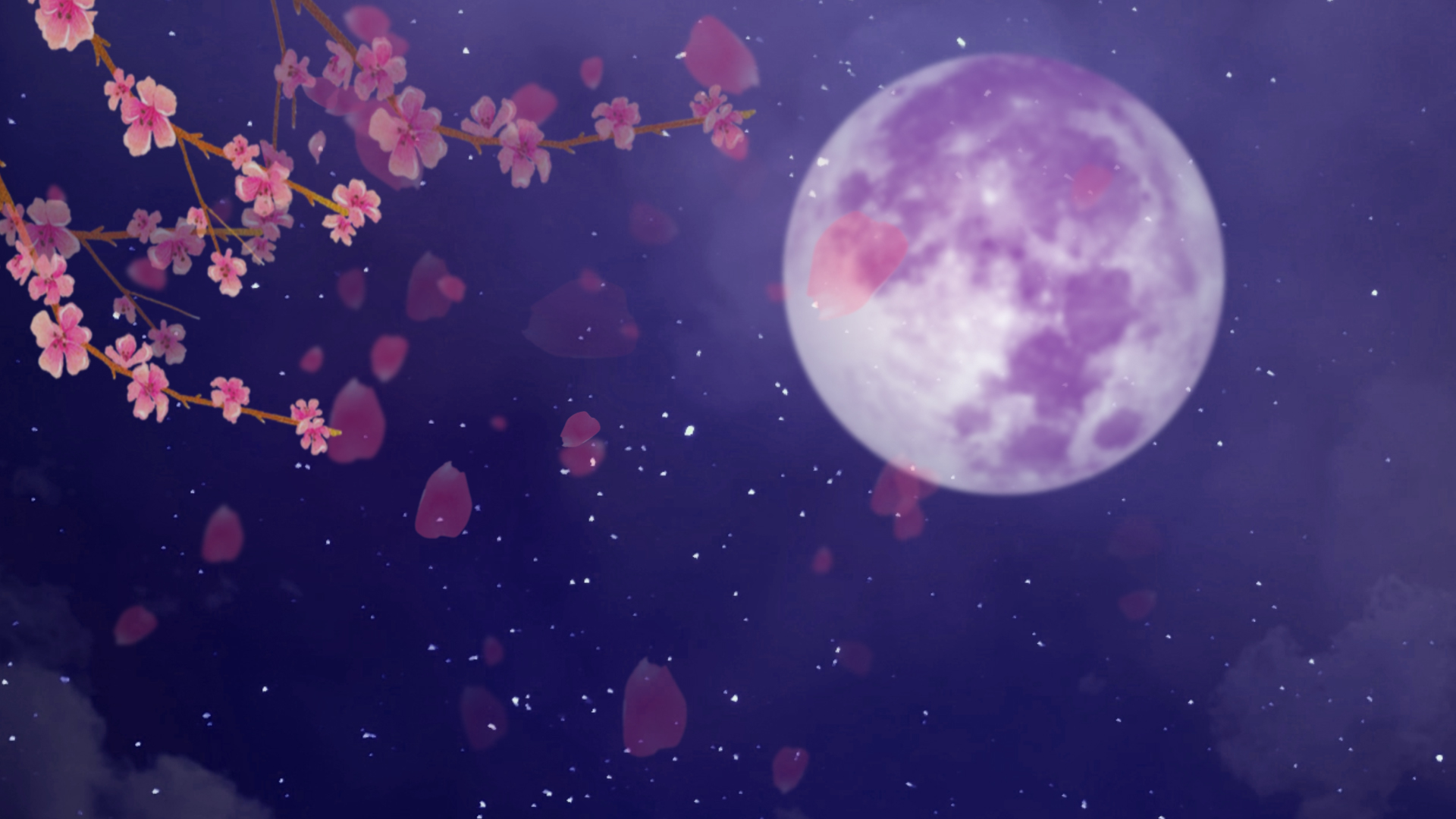 花瓣飘落唯美浪漫中秋背景ae模板视频的预览图