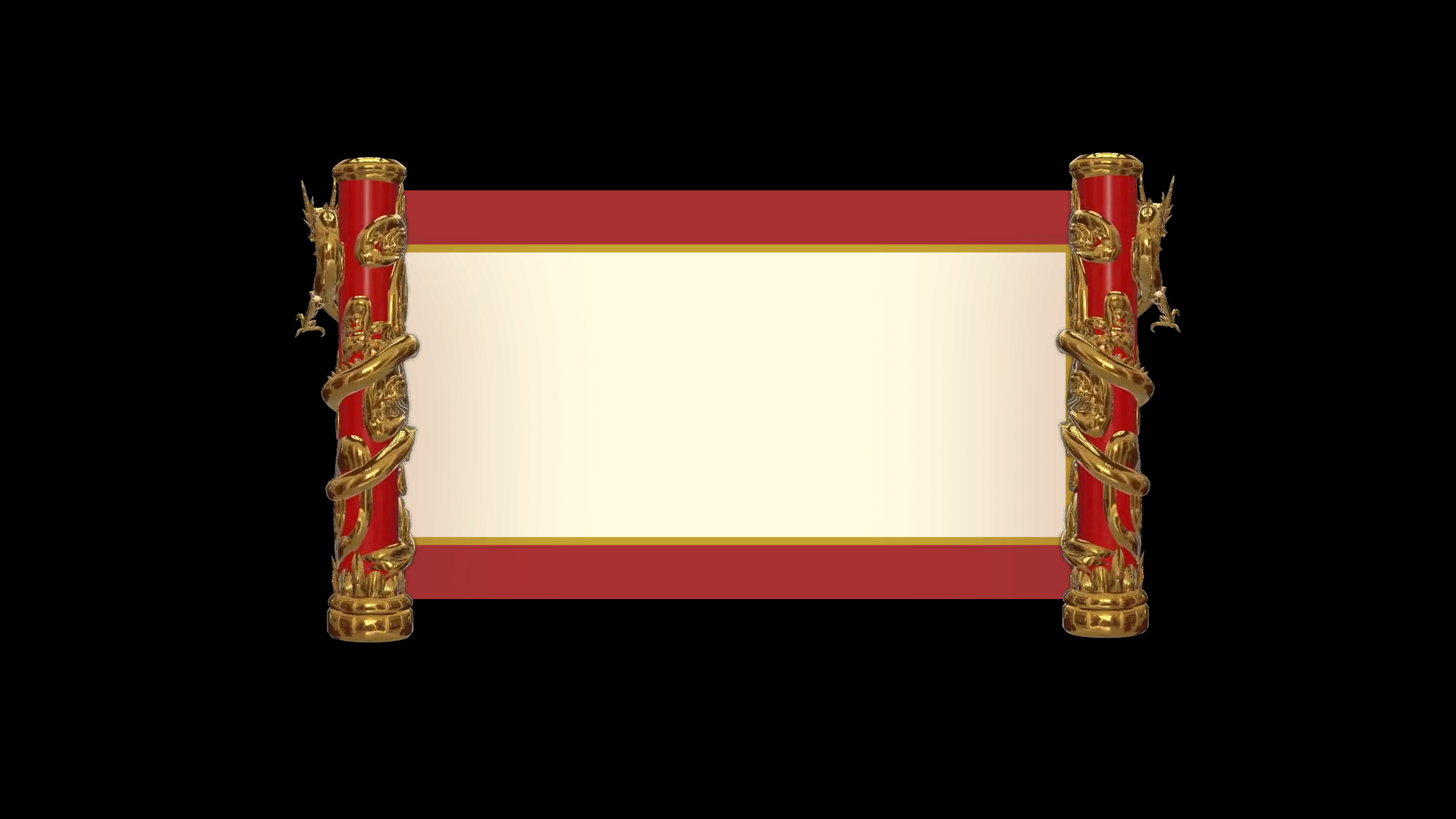 中国风金龙红色卷轴打开透明通道视频的预览图