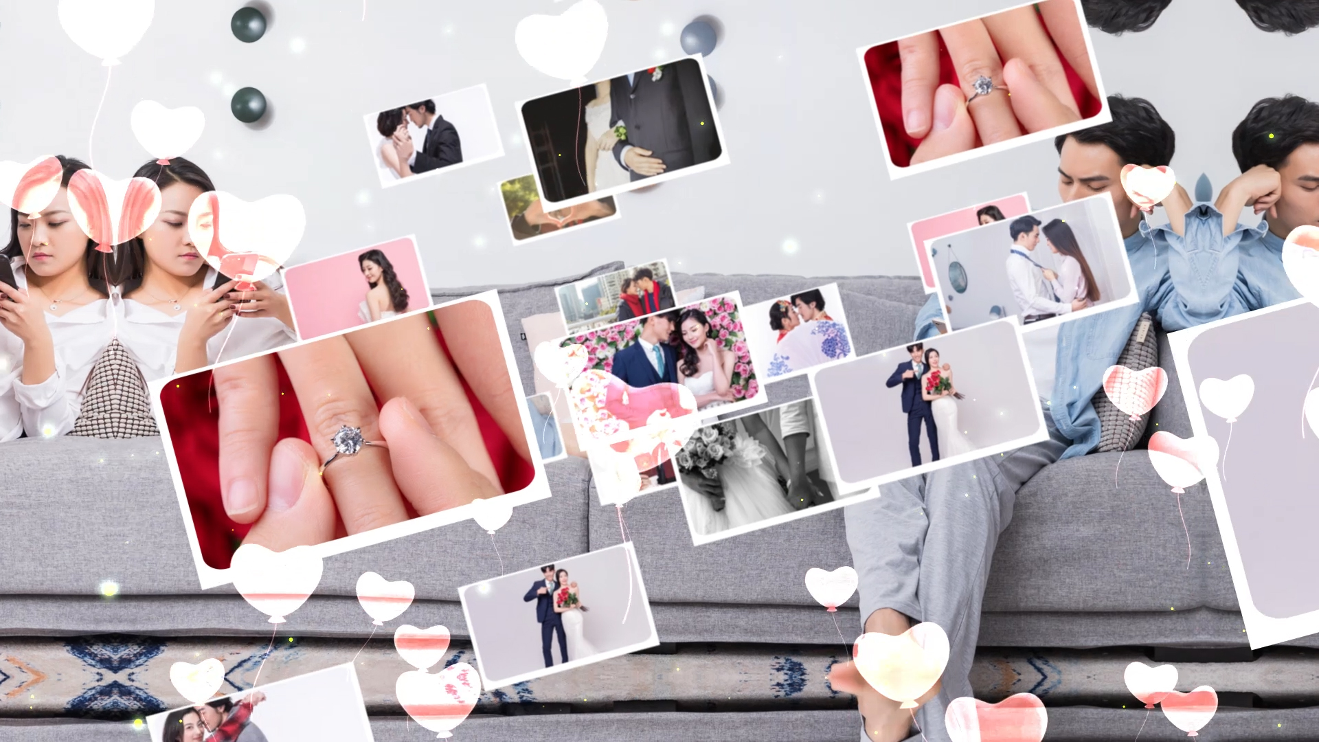 爱心清新婚礼写真相册AE模板视频的预览图