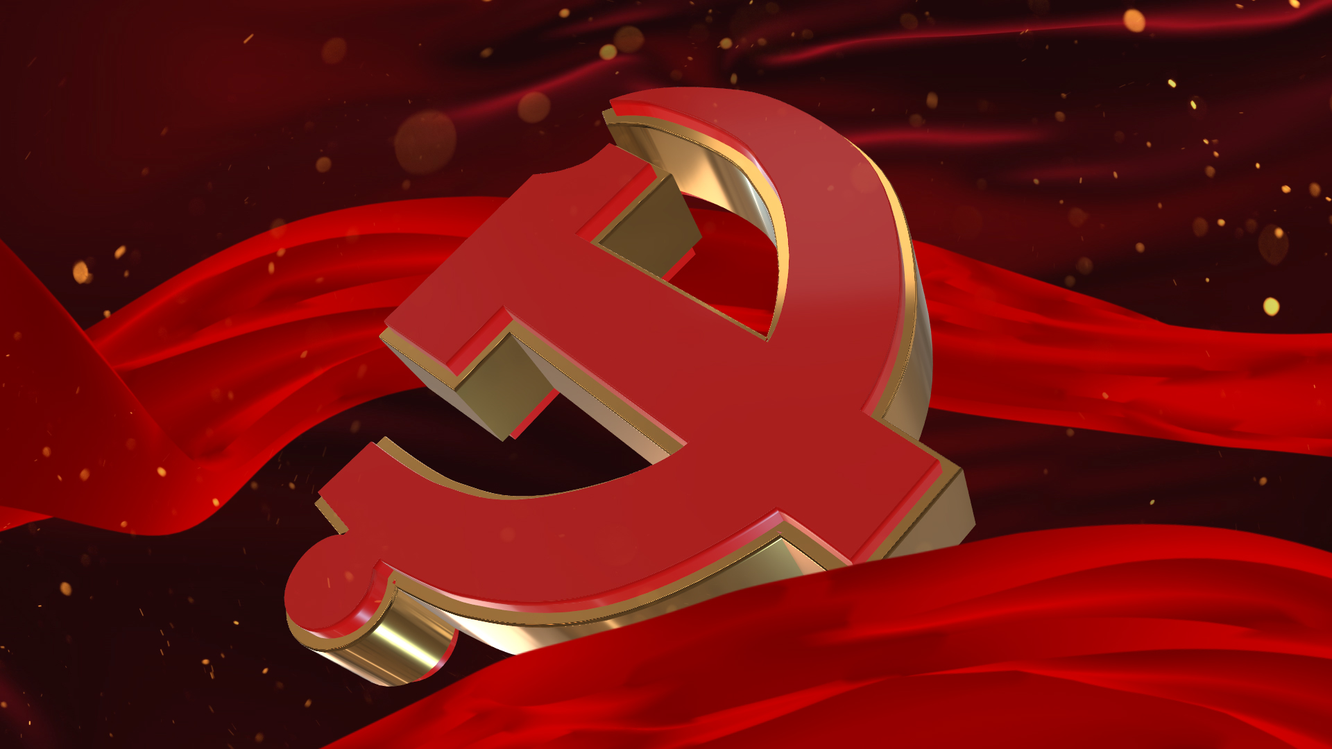 红绸党徽党政背景ae模板视频的预览图