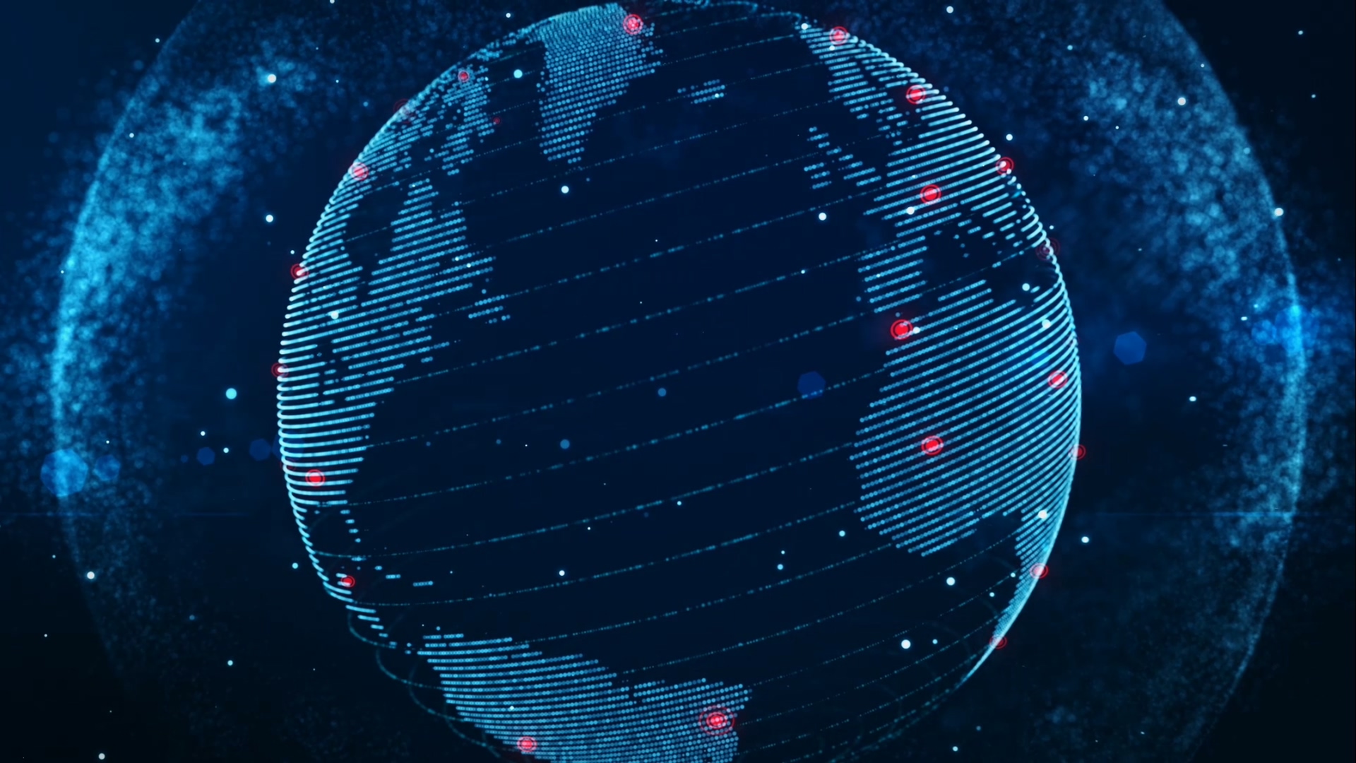 炫酷科技蓝色粒子线条地球背景视频视频的预览图
