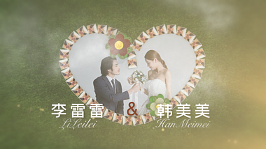 温馨创意婚礼片头照片爱心组合AE模板视频的预览图