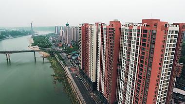 高清航拍城市江桥城市大景视频的预览图