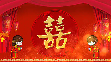 原创红色中式婚礼背景展示AE模板视频的预览图
