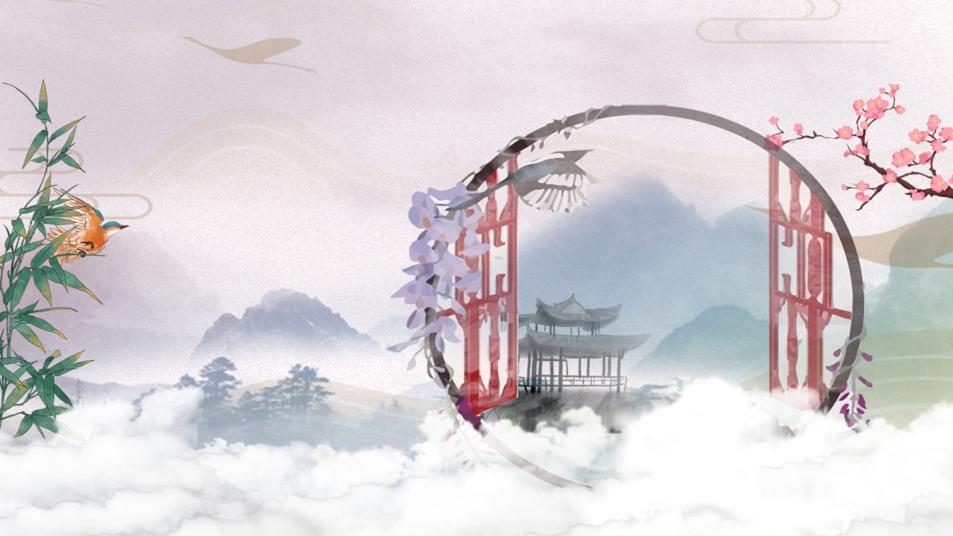 原创中国风山水背景AE模板视频的预览图