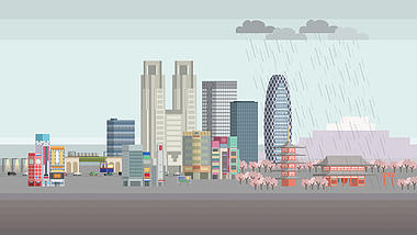 MG卡通城市建筑背景展示AE模板视频的预览图