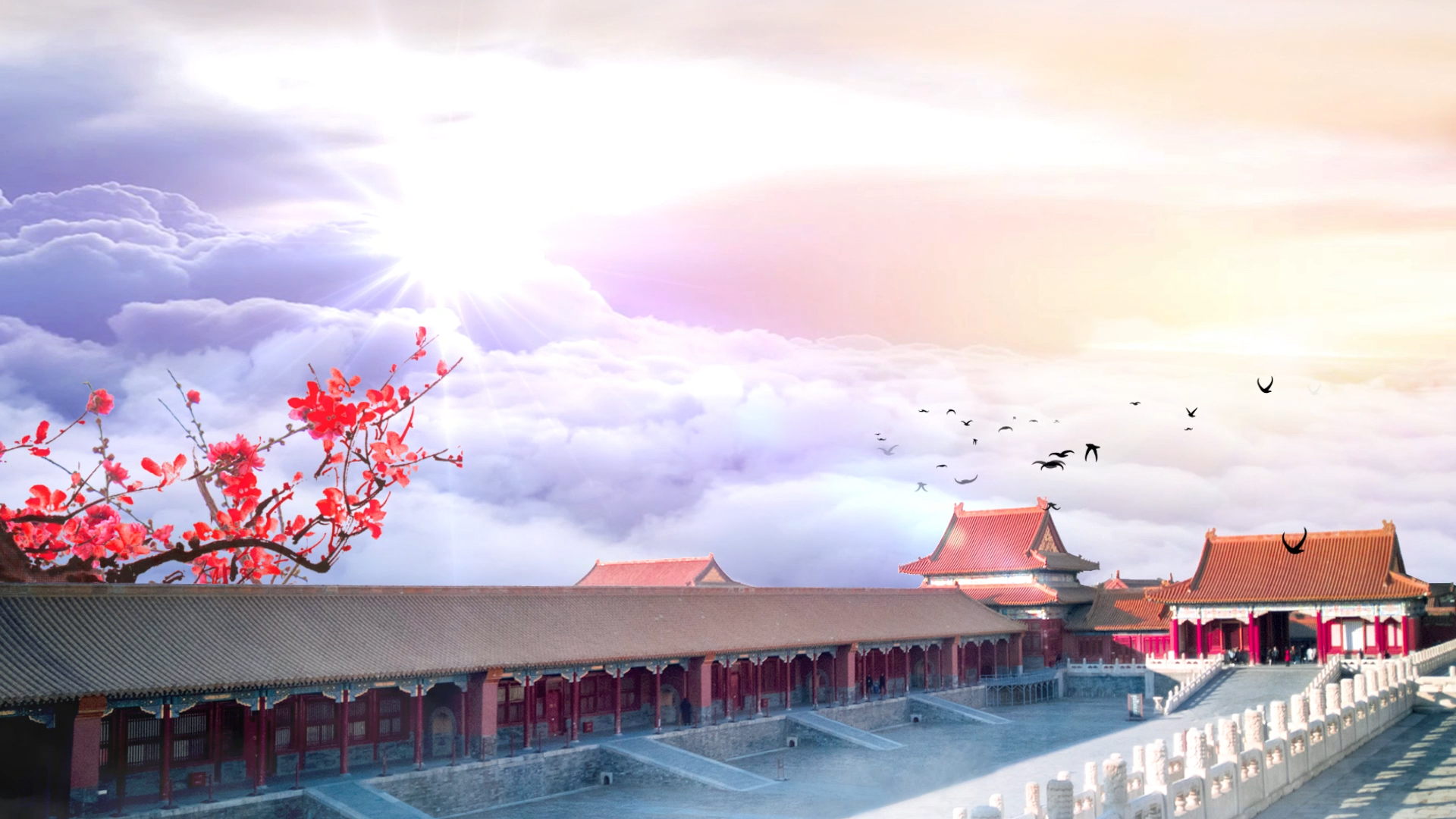 原创中国风建筑动态背景AE模板视频的预览图