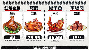中国风简洁美食餐厅菜单宣传介绍片头视频的预览图