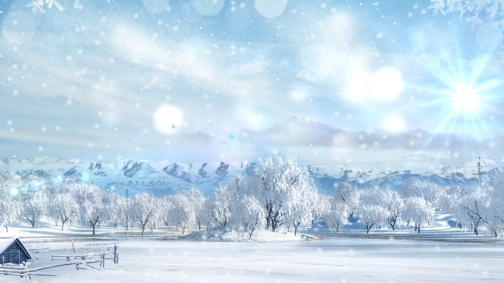 原创唯美下雪雪景动态背景AE模板视频的预览图