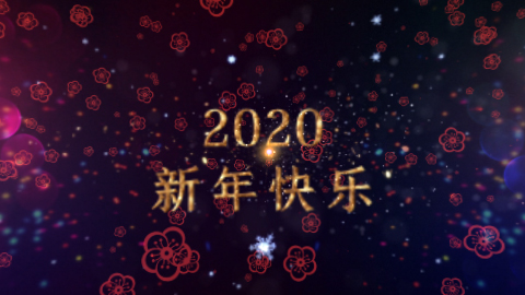 中国风红花粒子光线条划过新年祝福片头视频的预览图