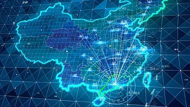 蓝色科技感网格点线连接广东地图光效穿梭视频的预览图