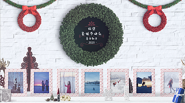 优雅美丽圣诞节装饰场景祝福相框展示ae模板视频的预览图