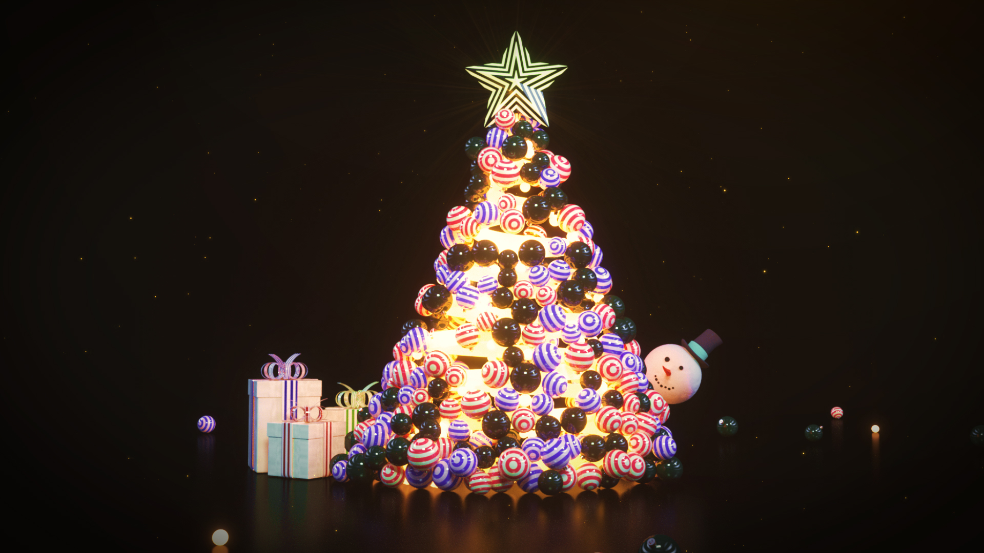 唯美金色粒子圣诞树圣诞节祝福文字片头视频的预览图