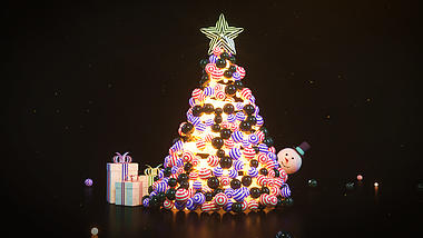 唯美金色粒子圣诞树圣诞节祝福文字片头视频的预览图
