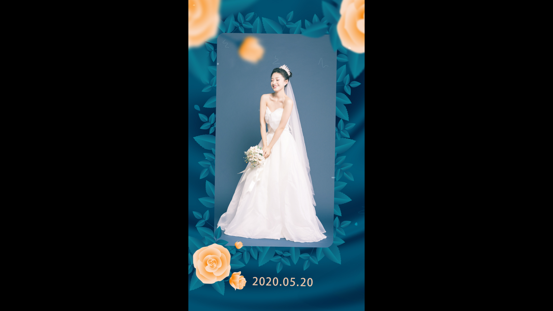 蓝色浪漫竖屏婚礼邀请涵ae模板视频的预览图