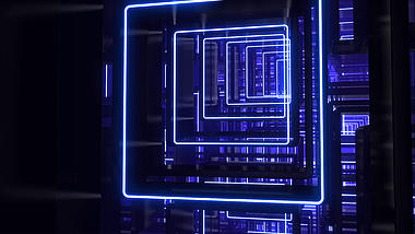 蓝色方框科技感穿梭LOGO展示PR模板视频的预览图
