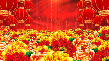 红色灯笼牡丹花舞台背景素材视频的预览图
