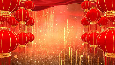 红色灯笼红绸舞台背景素材视频的预览图
