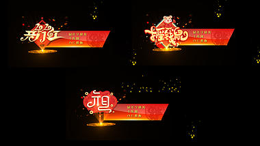 喜庆红色新年元旦字幕条透明通道视频的预览图