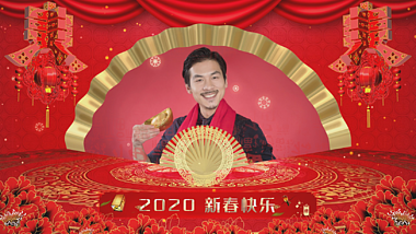 鼠年新年新春2020祝福语宣传介绍片头视频的预览图