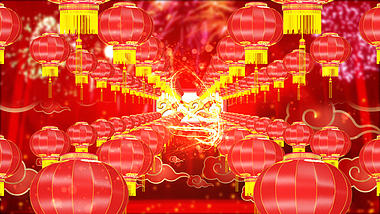 三维中国风灯笼春节开场ae模板视频的预览图