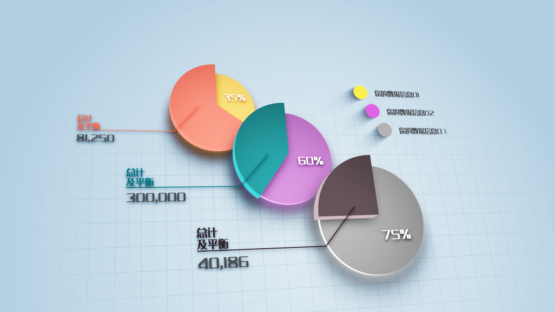 3款商务风饼状图数据图表展示AE模板视频的预览图