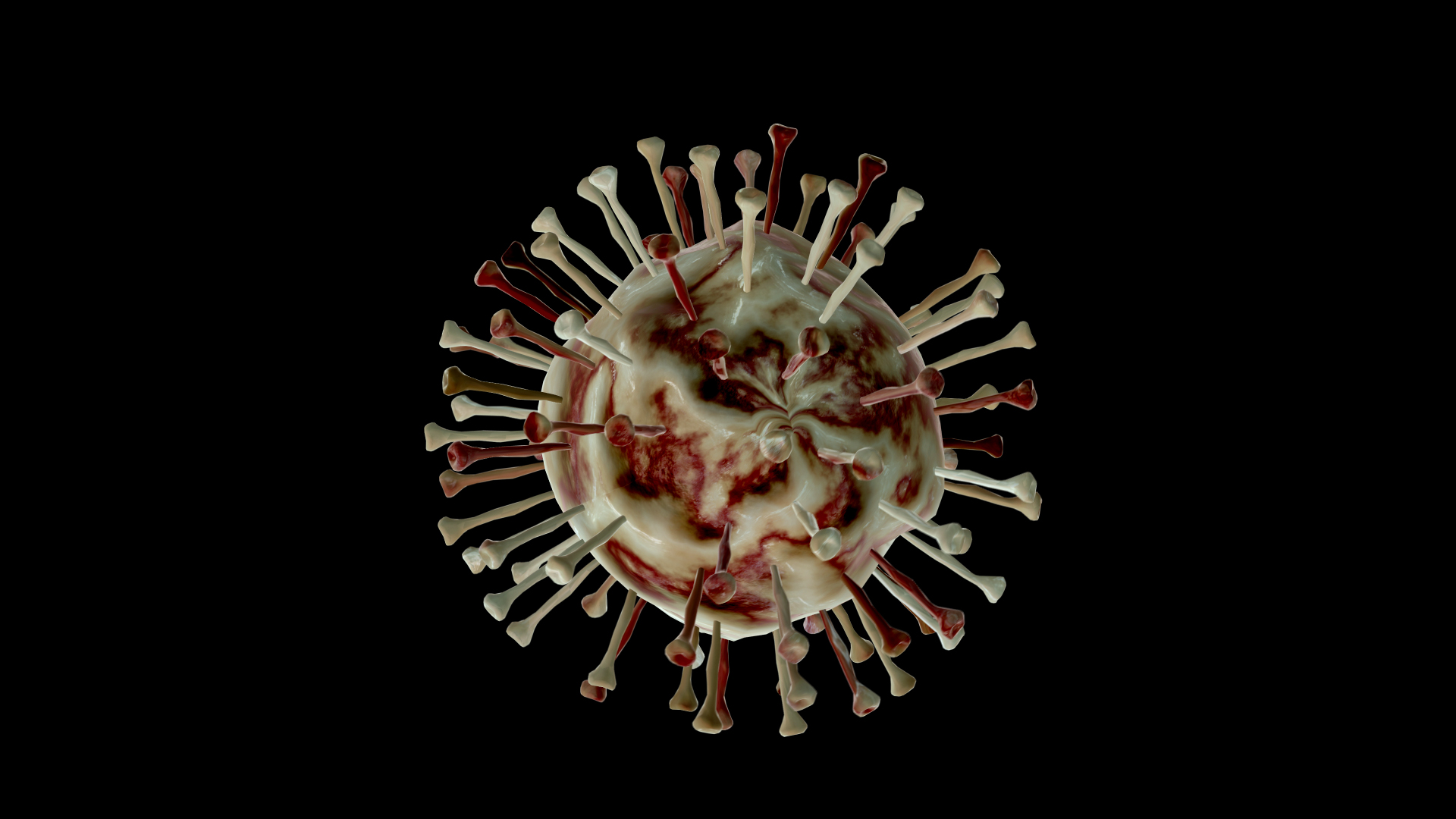 三维冠状病毒肺炎病菌动画元素透明通道视频的预览图