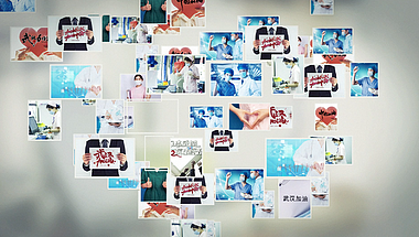 图片汇聚爱心照片墙展示疫情介绍片头宣传开场的预览图
