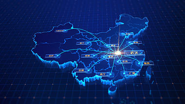 炫酷HUD中国地图武汉连线视频的预览图